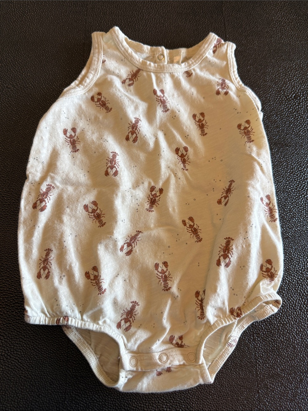 Rylee + Cru Cream Cotton Onesie with orange Lobster Print size 6-12 months